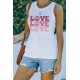 White Casual Love Letter Colorblock Tank Top White Casual Love Letter Colorblock Tank Top