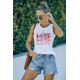 White Casual Love Letter Colorblock Tank Top White Casual Love Letter Colorblock Tank Top