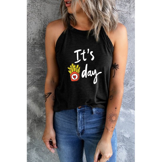 Black It's French Fry Day Funny Graphic Tank Top Black It's French Fry Day Funny Graphic Tank Top