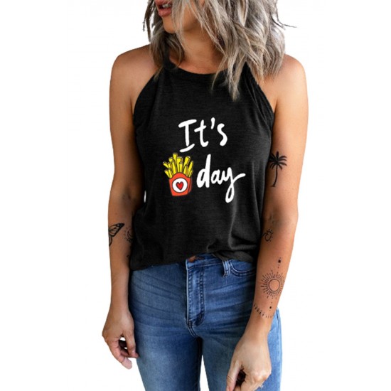 Black It's French Fry Day Funny Graphic Tank Top Black It's French Fry Day Funny Graphic Tank Top