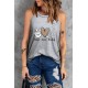 Gray Peace Love Hockey Letter Graphic Tank Top Gray Peace Love Hockey Letter Graphic Tank Top