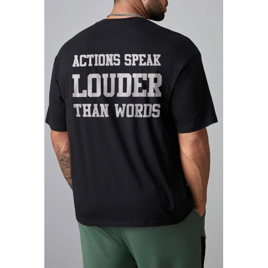 Black Men's Letter Printed Short Sleeve Oversized T-shirt Black Men's Letter Printed Short Sleeve Oversized T-shirt
