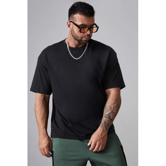 Black Men's Letter Printed Short Sleeve Oversized T-shirt Black Men's Letter Printed Short Sleeve Oversized T-shirt