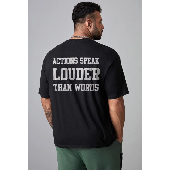 Black Men's Letter Printed Short Sleeve Oversized T-shirt Black Men's Letter Printed Short Sleeve Oversized T-shirt