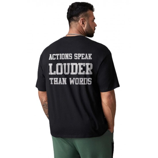 Black Men's Letter Printed Short Sleeve Oversized T-shirt Black Men's Letter Printed Short Sleeve Oversized T-shirt
