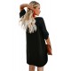Black V Neck Button Front Roll up Tab Sleeve Dress Black V Neck Button Front Roll up Tab Sleeve Dress