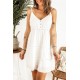 White Crochet Spaghetti Straps Mini Dress White Crochet Spaghetti Straps Mini Dress