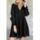 Black Lace Crochet V Neck A-line Mini Dress Black Lace Crochet V Neck A-line Mini Dress