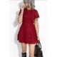 Red Lace Crochet Short Sleeve High Waist Mini Dress Red Lace Crochet Short Sleeve High Waist Mini Dress