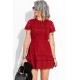 Red Lace Crochet Short Sleeve High Waist Mini Dress Red Lace Crochet Short Sleeve High Waist Mini Dress