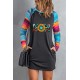 Mom Sunflower Print Striped Raglan Sleeve Shift Mini Dress Mom Sunflower Print Striped Raglan Sleeve Shift Mini Dress