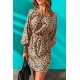 Leopard Print Cut-out Puff Sleeve Mini Dress Leopard Print Cut-out Puff Sleeve Mini Dress