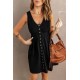 Black Buttons Sleeveless High Waist Mini Dress Black Buttons Sleeveless High Waist Mini Dress