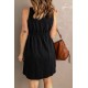 Black Buttons Sleeveless High Waist Mini Dress Black Buttons Sleeveless High Waist Mini Dress