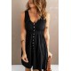 Black Buttons Sleeveless High Waist Mini Dress Black Buttons Sleeveless High Waist Mini Dress