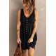 Black Buttons Sleeveless High Waist Mini Dress Black Buttons Sleeveless High Waist Mini Dress