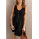 Black Buttons Sleeveless High Waist Mini Dress Black Buttons Sleeveless High Waist Mini Dress