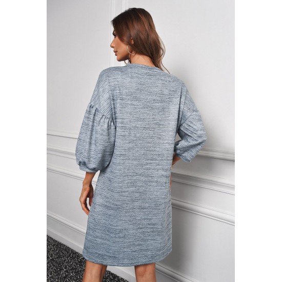 Grey Puff Sleeve Tunic Dress Grey Puff Sleeve Tunic Dress