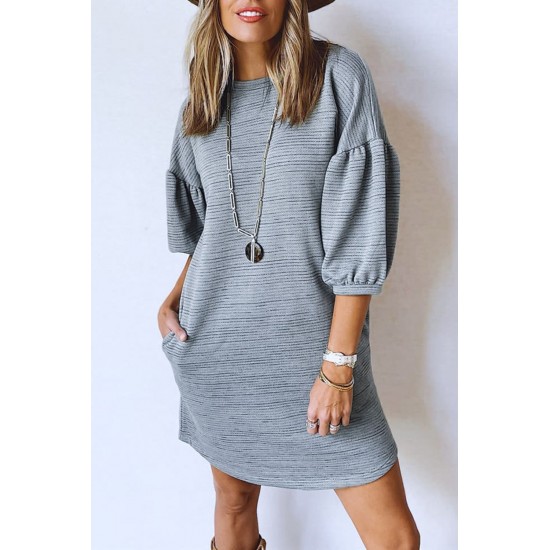 Grey Puff Sleeve Tunic Dress Grey Puff Sleeve Tunic Dress