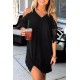 Black Black Lace Splicing Cold Shoulder Mini Dress Black Black Lace Splicing Cold Shoulder Mini Dress