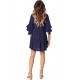 Blue V Neck Ruffled Swing Tunic Shift Dress Blue V Neck Ruffled Swing Tunic Shift Dress