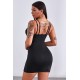 Double Straps Plunge Neck Ruched Mini Dress Double Straps Plunge Neck Ruched Mini Dress