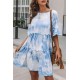 White Crew Neck Tie Dye Half Sleeve Dress White Crew Neck Tie Dye Half Sleeve Dress