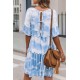 White Crew Neck Tie Dye Half Sleeve Dress White Crew Neck Tie Dye Half Sleeve Dress