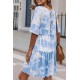 White Crew Neck Tie Dye Half Sleeve Dress White Crew Neck Tie Dye Half Sleeve Dress