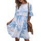 White Crew Neck Tie Dye Half Sleeve Dress White Crew Neck Tie Dye Half Sleeve Dress