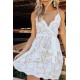 White Spaghetti Straps Lace Mini Dress with Waist Tie White Spaghetti Straps Lace Mini Dress with Waist Tie