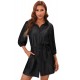 Black Buttoned Tie Waist Denim Shirt Mini Dress Black Buttoned Tie Waist Denim Shirt Mini Dress