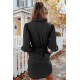 Black Buttoned Tie Waist Denim Shirt Mini Dress Black Buttoned Tie Waist Denim Shirt Mini Dress