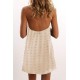 Apricot Pompom Mock Neck Sleeveless Shift Mini Dress Apricot Pompom Mock Neck Sleeveless Shift Mini Dress