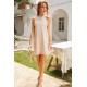 Apricot Pompom Mock Neck Sleeveless Shift Mini Dress Apricot Pompom Mock Neck Sleeveless Shift Mini Dress