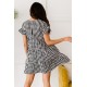 Black Ruffled Short Sleeves Plaid Print Tiered Swing Dress Black Ruffled Short Sleeves Plaid Print Tiered Swing Dress
