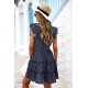 Navy Printed Sleeveless Tiered Mini Dress Navy Printed Sleeveless Tiered Mini Dress