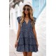 Navy Printed Sleeveless Tiered Mini Dress Navy Printed Sleeveless Tiered Mini Dress