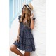 Navy Printed Sleeveless Tiered Mini Dress Navy Printed Sleeveless Tiered Mini Dress