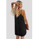 Black Swiss Dot Buttons Spaghetti Strap Mini Dress Black Swiss Dot Buttons Spaghetti Strap Mini Dress