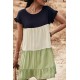Green Loose Fit Ruffled Color Block Dress Green Loose Fit Ruffled Color Block Dress