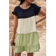 Green Loose Fit Ruffled Color Block Dress Green Loose Fit Ruffled Color Block Dress