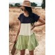 Green Loose Fit Ruffled Color Block Dress Green Loose Fit Ruffled Color Block Dress