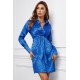 Blue Leopard Print Tie Knot Satin Mini Dress Blue Leopard Print Tie Knot Satin Mini Dress