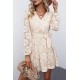 Apricot Wrap-V-Neck Belted Crochet Lace Mini Dress Apricot Wrap-V-Neck Belted Crochet Lace Mini Dress