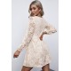 Apricot Wrap-V-Neck Belted Crochet Lace Mini Dress Apricot Wrap-V-Neck Belted Crochet Lace Mini Dress