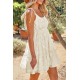 Beige Tiered Textured Babydoll Dress Beige Tiered Textured Babydoll Dress
