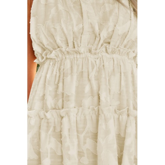 Beige Tiered Textured Babydoll Dress Beige Tiered Textured Babydoll Dress