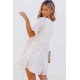 White Polka Dot Textured V Neck Babydoll Dress White Polka Dot Textured V Neck Babydoll Dress