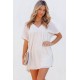 White Polka Dot Textured V Neck Babydoll Dress White Polka Dot Textured V Neck Babydoll Dress
